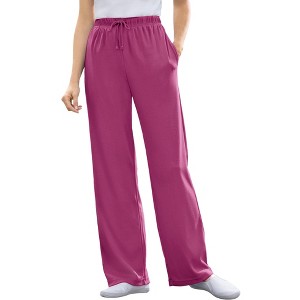Woman Within Plus Size Sport Knit Straight Leg Pant - 1 of 4