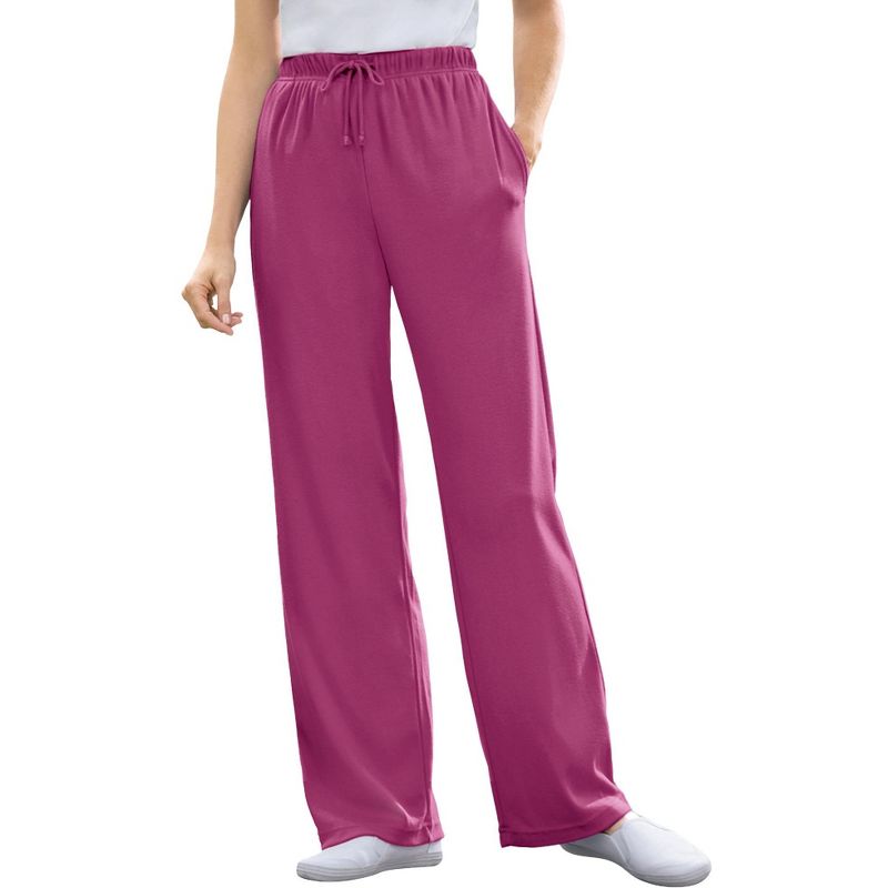 Woman Within Women's Plus Size Tall Sport Knit Straight Leg Pant, 1 of 2