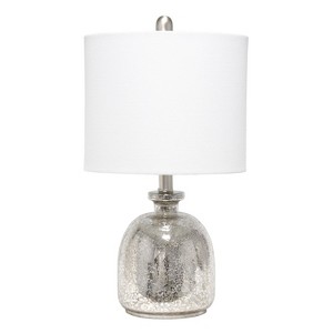 Mercury Hammered Glass Jar Table Lamp With Linen Shade Silver Lalia Home Ul Listed Modern Decor No Assembly Required Target