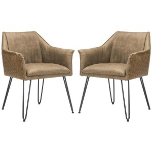 Esme 19" H Mid-Century Modern Leather Dining Chair (Set of 2) - FOX1705 - Safavieh Couture - 1 of 4
