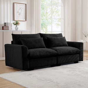 Beige Corduroy Sofa Couch, Deep Seat Couches for Modern Living Room/Apartment/Office - 1 of 4
