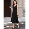 INSPIRE CHIC Women's Business Office V Neck Sleeveless Faux Pockets A-Line Midi Dresses - 4 of 4