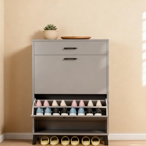 Tiramisubest 32 Inch Shoe Storage Cabinet Flip Drawer Shoe Cabinet Hidden Storage Narrow Entryway Organizer Space-Saving Shoe Rack - 1 of 4