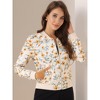 INSPIRE CHIC Women's Stand Collar Floral Prints Zip Up Lightweight Short Jacket - 2 of 4