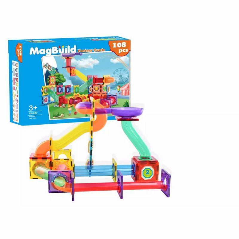 Link Kids Magnetic Building Blocks Tile Fantasy Castle Set Help Build Kids Creativity Minds Open Ended Play Educational 108 Piece Set, 4 of 7