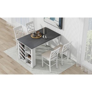 NicBex Dining Table Set for 4 Kitchen Table Solid Wood Dining Table Set with Curved Wine Rack for Dining Room, White - 1 of 4