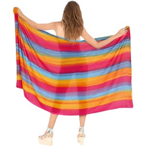 LA LEELA Women's Beach Wrap Bikini Swimwear Cover up Skirt Bathing suit Summer Wraps Sarong Swimsuits for Women One Size Blue, Tie Dye Design - 1 of 4