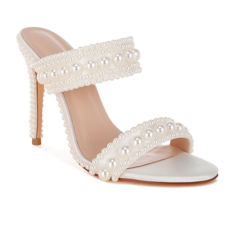 London Rag Womens Ambrin Pearl Embellished Slip On Stiletto Heels 5