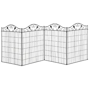 Aghana Digitals 4-Pack 44"H x 12ftL Steel Garden Fence with Ground Stakes, Foldable Metal Barrier - 1 of 4
