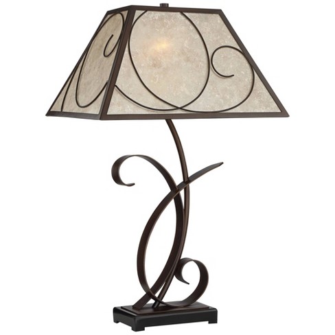 Franklin Iron Works Rustic Farmhouse Table Lamp Scroll Brown Metal