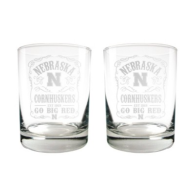 NCAA Nebraska Cornhuskers 15oz Rocks Glass Set - 2pc