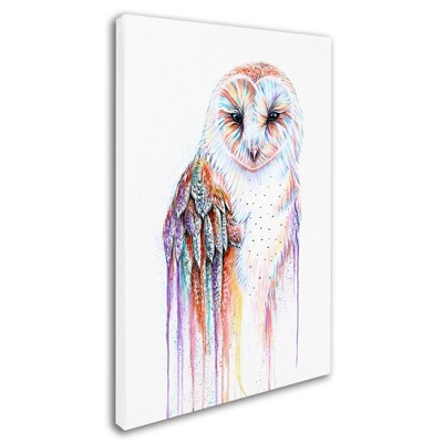 Trademark Fine Art -Michelle Faber 'Barred Rainbow Owl' Canvas Art