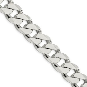 Black Bow Jewelry Mens 16.2mm Sterling Silver Solid Flat Curb Chain Necklace - 1 of 4