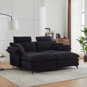 Deep Seat Sectional Sofa, Comfortable Cloud Sofa with Ottomans, loveseat Sofa, 85.8''Modern Polyester Polyester Sectional Sofa for Living Room - 1 of 1