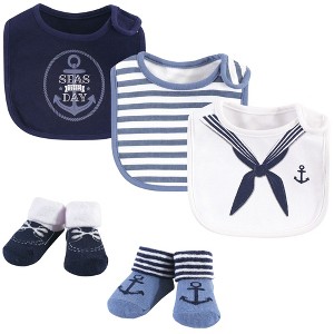 Little Treasure Baby Boy Cotton Bib and Sock Set 5pk, Sailor, One Size - 1 of 1