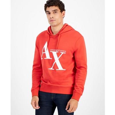 Armani Mens Pullover Hoodie Sweatshirt, Red, Small