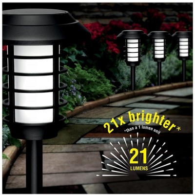 Black Solar LED Pathway Lights with Flickering Flame, 8-Pack