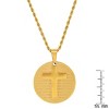 Steeltime 24" Men's 18k gold plated stainless steel round portuguese prayer and cross pendant - 3 of 4