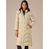 INSPIRE CHIC Women's Winter Hooded Zip Up Down Stand Collar Long Puffer Coat - 3 of 4
