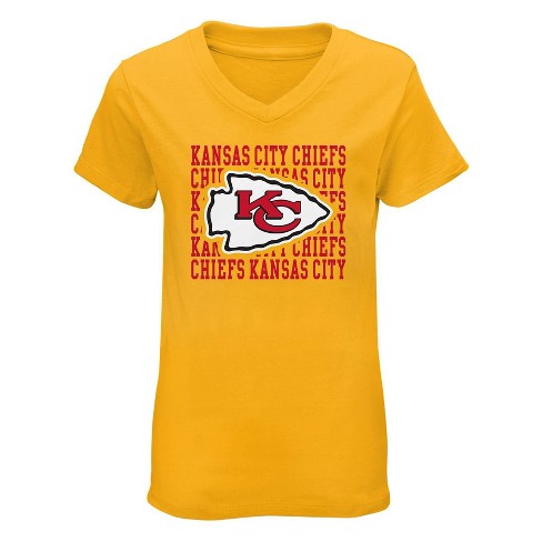Nfl Kansas City Chiefs Girls' Short Sleeve V-neck Core T-shirt : Target