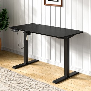 VECELO Electric Standing Office Desk Adjustable Height, Computer Desk with Headphone Hook, Memory Preset Gaming Desk, Dual-Motor,  Black - 1 of 4