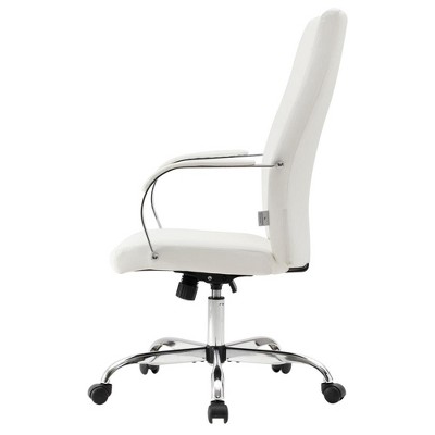 White High-Back Leather Executive Swivel Office Chair