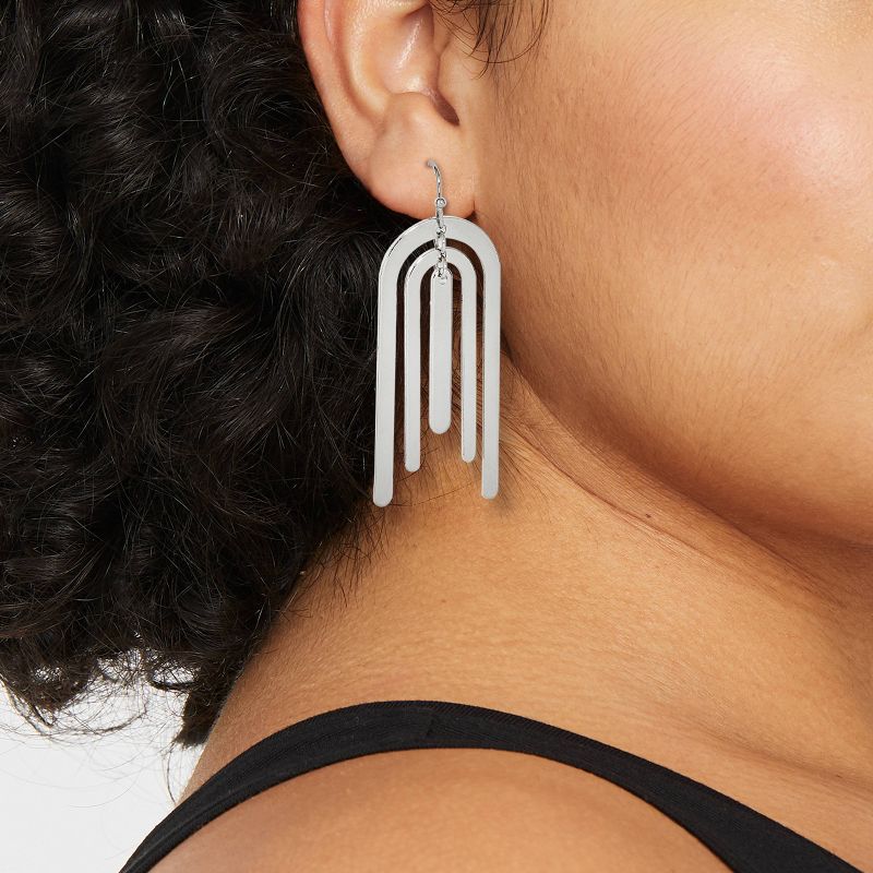 U Shaped Bar Drop Earrings - Universal Thread&#8482; Silver, 3 of 5