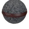 Kaemingk 4" Black and White Houndstooth With Brown Strip Fabric Christmas Ball Ornament - 3 of 4