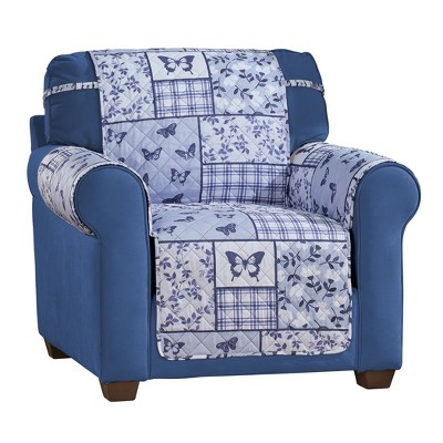 Collections Etc Butterfly Patchwork Furniture Protector Chair Blue
