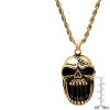 Steeltime 30" 18k gold plated stainless steel ghoul skull pendant necklace - 3 of 4