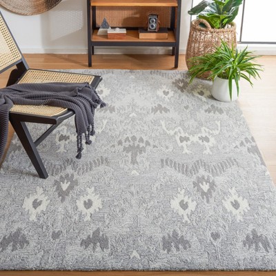 Hand-Tufted Wool Ikat-Inspired Gray Area Rug - 3' x 5'