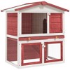 vidaXL Outdoor Rabbit Hutch with 3 Doors Chicken Cage Animal House Pet Carrier - Red - 2 of 4