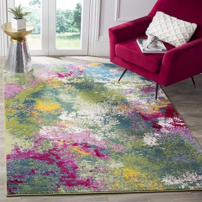 Abstract Watercolor Bliss Synthetic Area Rug, Green/Fuchsia, 4' x 6'