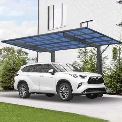 Outdoor Carport, Heavy Duty Carport with Galvanized Metal Roof, 2 Aluminum Alloy Columns, Sink, Waterproof Large Metal Garage for Car, Tractors
