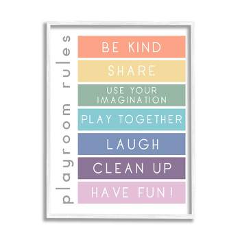 Stupell Industries Bold List of Playroom Rules Kids Rainbow Stripes