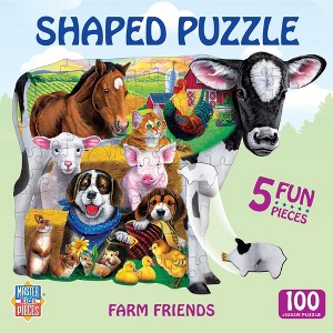 MasterPieces 100 Piece Shaped Jigsaw Puzzle - Farm Friends - 14"x19" - 1 of 4