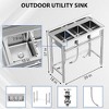 39"x18"x37" Kitchen Sink Stainless Steel Commercial 3 Compartment Utility Sink Backsplash - 2 of 4
