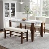 4-Piece White Dining Set,46 Inch Faux Marble Style Dining Table,Upholstered Chairs With Solid Rubberwood Legs And 2 Seater Bench-Cuddlewood - 2 of 4