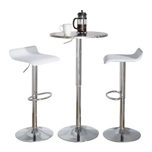 3-Piece Bar Height Dining Set with Adjustable Table and 2 Upholstered Stools - 1 of 4
