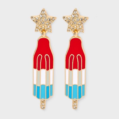 SUGARFIX by BaubleBar Freeze The Day Statement Earrings - Gold/Red/Light Blue