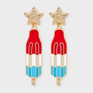 SUGARFIX by BaubleBar Freeze The Day Statement Earrings - Gold/Red/Light Blue - 1 of 2
