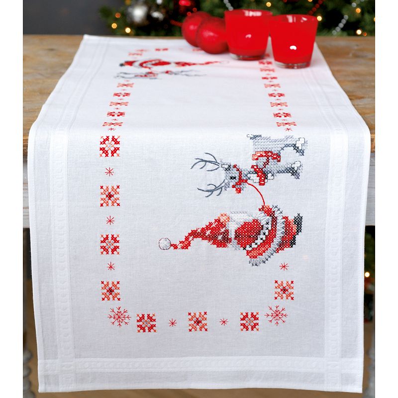 Vervaco Stamped Table Runner Cross Stitch Kit 16"X40"-Christmas Elves, 2 of 9