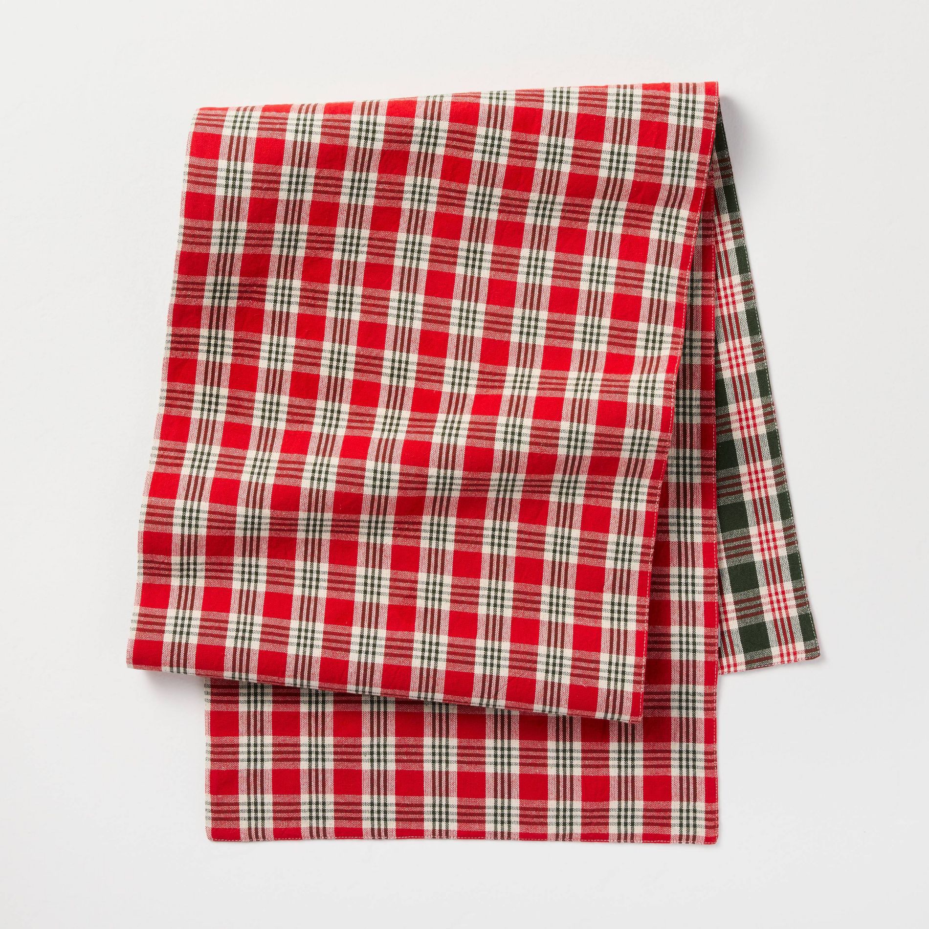 14"x72" Reversible Plaid Runner Green/Red - Hearth & Hand™ with Magnolia