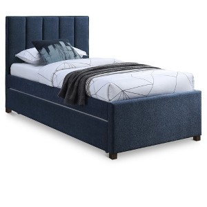 Meridian Furniture,Harper Linen Textured Fabric Twin Trundle Bed - 1 of 4