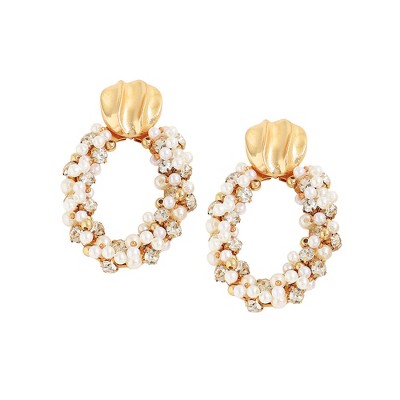 SOHI Women's White Wreath Drop Earrings
