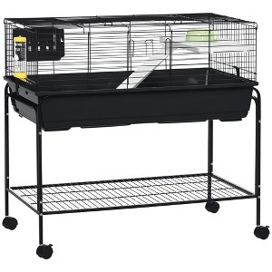 Two-Story Small Animal Cage Removable from Stand, Guinea Pig Cage with Shelf & Wheels, Pet Habitat for Hedgehog, Chinchilla, 39" x 20.5" x 36.5" - 1 of 4
