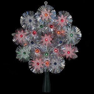 Northlight 8" Pre-Lit Silver Retro Starburst Christmas Tree Topper - Multicolor Lights - 1 of 4