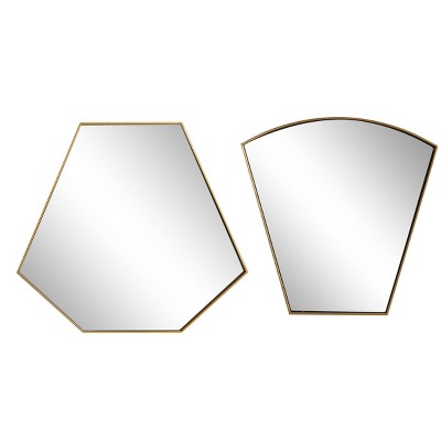 Set of 2 Contemporary Metal Decorative Wall Mirrors Gold - CosmoLiving by Cosmopolitan