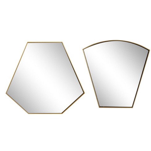 Set Of 2 Contemporary Metal Decorative, Gold Mirror Set Of 2