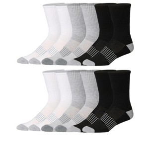 JAMES FIALLO Men's 12 Pairs Black/White/Gray Colors Arch Support Socks Comfortable Performance Socks for Running, Hiking, and Athletic Activities - 1 of 4